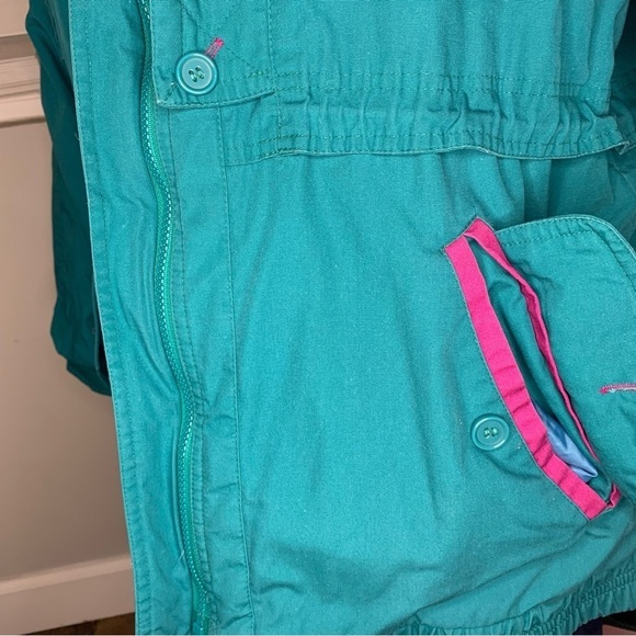 Vintage 80s Retro New Image Women's Large Teal & Purple Nylon Oversized Coat - Picture 6 of 12